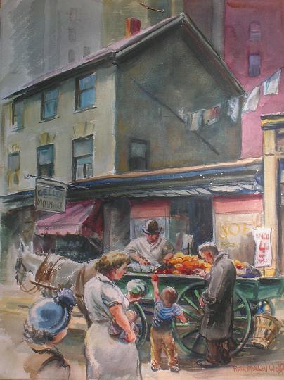 The Vendor.jpg - Street Vendor, watercolor, Collection of Richard Wolff
